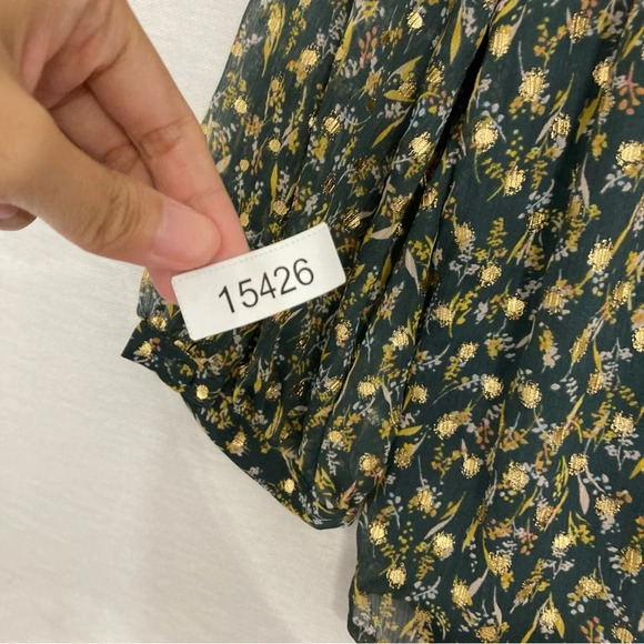 LC Lauren Conrad Chiffon Ditsy Floral Ruffle Detail Blouse Large Office - Picture 11 of 11